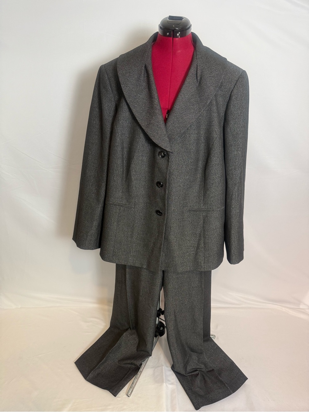 Alex Marie Pantsuit Size 22W Charcoal Gray Metallic 2-Piece Set Blazer & Pants